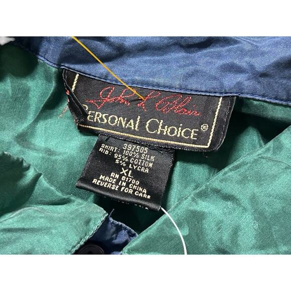 VTG John L Blair Shirt‎ Men XL Short Sleeve Pullover 100% Silk Green Blue NWT - Picture 3 of 6